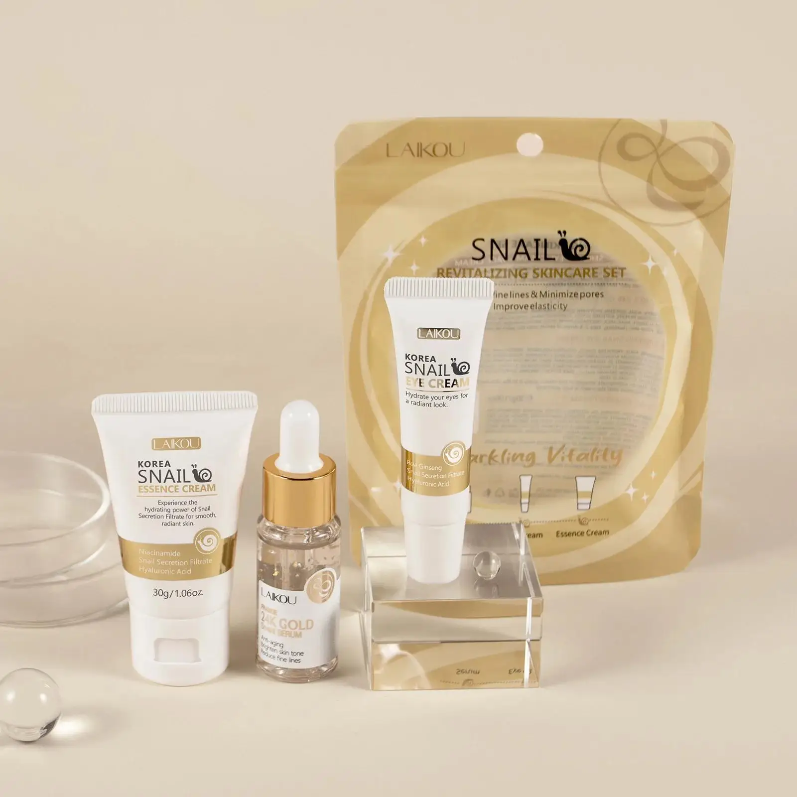 24K 골드 달팽이 리페어 세럼 아이 크림 에센스 세트 - Luxury Natural Skincare 리뷰 및 가격